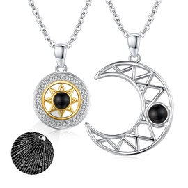 REDSUN Yin Yang Necklace Sterling Silver Sun Moon Chain Elephant Pendant for Couple BFF Chain 2 Pieces Jewellery Gifts for Women Men Couple Daughter, Sterling Silver