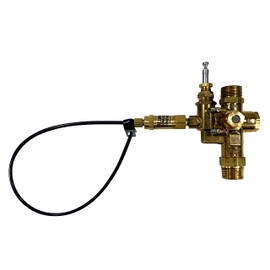 3/4" Compression Top Inlet X 3/4" MNPT Oulet, Combo Unloader Pilot Check Valve with Throttle Control Cable, 6.5HP Max Gas Air Compressors (140-175 PSI Valve & 18" Throttle Control Cable)