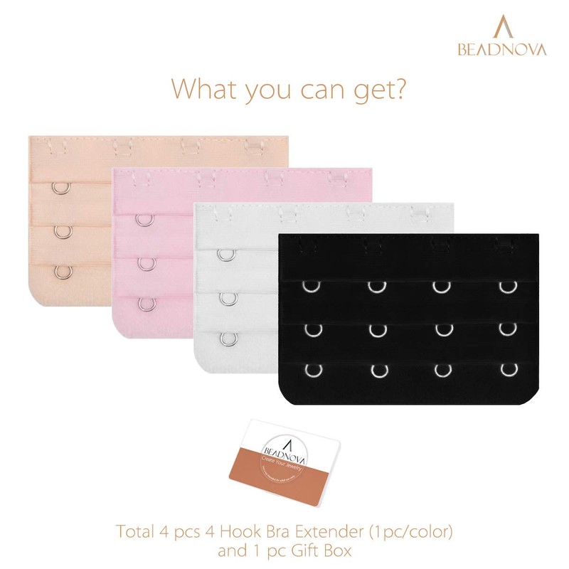 BEADNOVA Bra Extension 4 Hook Bra Back Extender for Plus