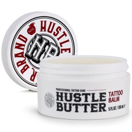 Hustle Butter Tattoo Aftercare 5oz Tattoo Balm, Heals + Protects New Tattoos and Rejuvenates Older Tattoos - 100% Vegan Cream No-Petroleum