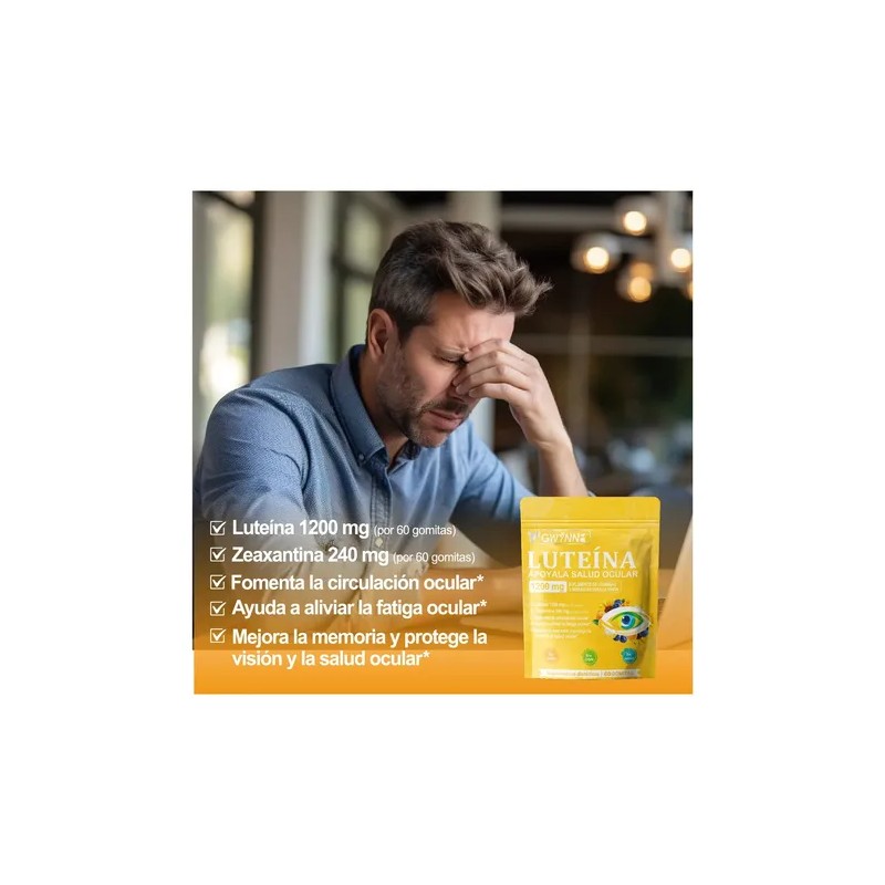 Gwynne Gummies Luteína Gummie Suplemento Vitaminas Minerales Oculares 40mg 8mg