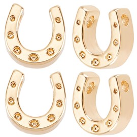 Beebeecraft 1 Box of 24 Horseshoe Charms 18K Gold-Plated Brass Horseshoe Beads with 2-Hole Pendant Charms Link Connectors for Making Jewellery Necklaces Bracelets