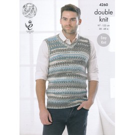 King Cole Mens Double Knitting Pattern Sleeveless Slipover & Waistcoat Drifter DK (4260),Multicolor,38" - 48" Chest