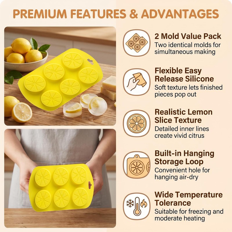 2Pcs Yellow Silicone Lemon Molds