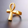 U7 Ankh Cross Ring Men Women Hip Hop Jewelry 18K