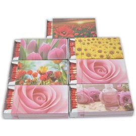 jameitop XL Matchboxes Flowers Motifs: 8 x Pack of 50 / Roses / Poppy / Sunflower Matches