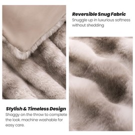 Touchat Luxury Faux Rabbit Fur Throw Blanket for Couch, Super Heavy Warm Cozy Blanket for Sofa Bedroom Living Room, Ultra Soft Fluffy Reversible Plush Blanket for Home Decor Gifts, Tie-dye Coffee