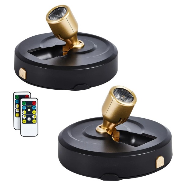 Hofuy 2-Pack Wireless LED Spotlight Battery Operated Picture Lights, Puck