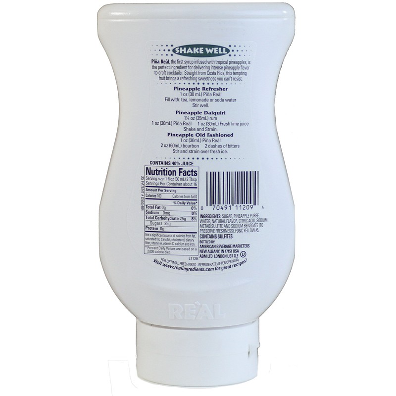 Piña Reàl, Pineapple Puree Infused Syrup, 16.9 FL OZ Squeezable