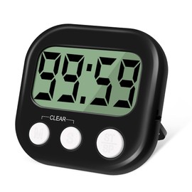 Kitchen Timer, Kitchen Timers for Cooking, Digital Visual Timer Magnetic Countdown Timer with Loud Alarm, Big Digit, Back Stand, Hanging Hole for Shower, Bathroom, Study, Teacher, Kids (Black)