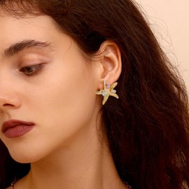 Gold Starfish Earrings for Women Summer Jewelry Seashell Stud Earrings Ocean Inspired Beach Accessories Trendy Jewelry Gifts