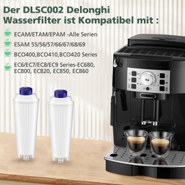 Pack of 6 Delonghi Water Filters Suitable for Delonghi DLSC002, Water Filter Cartridges Compatible with Delonghi Magnifica s, ECAM, ESAM, ETAM, EPAM, Primadonna Fully Automatic Coffee Machines