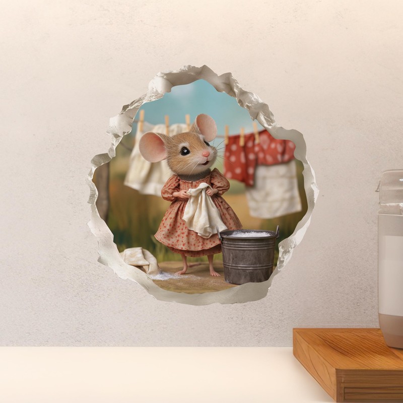 Laundry Mouse - Mouse Hole Wall Sticker