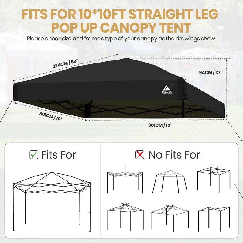 Leader Accessories Deluxe Replacement Canopy Top for 10 X 10