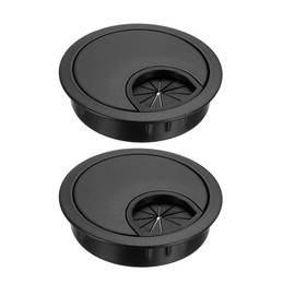 sourcing map Cable Hole Cover, 2.1Inch/53.5mm Zinc Alloy Desk Wire Cord Cable Grommets Hole Cover for Office PC Desk Cable Cord Organizer, 2 Pcs Black
