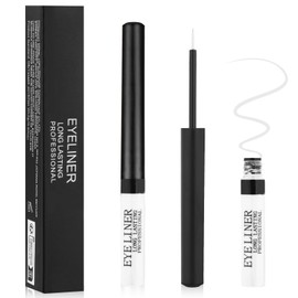 Aomig Matte Felt Tip Pen Eyeliner, Waterproof Liquid Eyeliner Pencil, Eye Makeup Tool Long Lasting Liquid Eye Liner, Slim Smudgeproof Eyeliner Pen Suitable for All Eye Shapes Available(1# White)