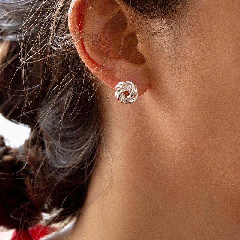 Tuscany Silver Knot Stud Earrings