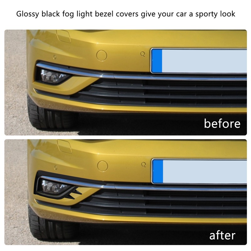 Pair Front Fog Light Lamp Eyebrow Trim Glossy Black for
