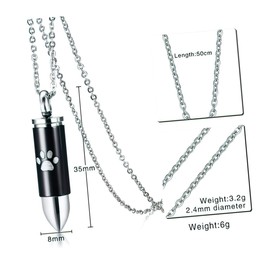 Cremation Jewelry Men's Necklaces Men's Pendants J Necklace for Women Paw Printed Necklace Urn Necklace Pet Urns for Dogs Ashes Man Titanium Steel Black Women’s Jewelry