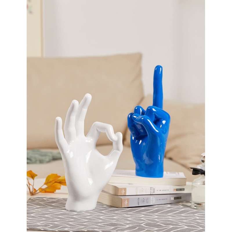 NENBOLEC Modern Sculpture Decor Finger Statue Figurine Hand Gesture Gifts