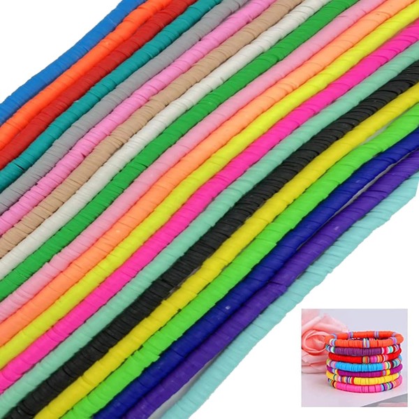 8000Pcs Flat Round Beads,Heishi Beads Polymer Clay Disc Bead Flat