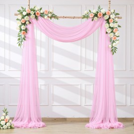 Wedding Arch Draping Fabric Backdrop 2 Panel 30" x 19Ft Pink Drapes Curtains for Wedding Reception Sheer Tulle Backdrop Curtain for Ceremony Birthday Party Baby Shower Arbor Ceiling Decorations