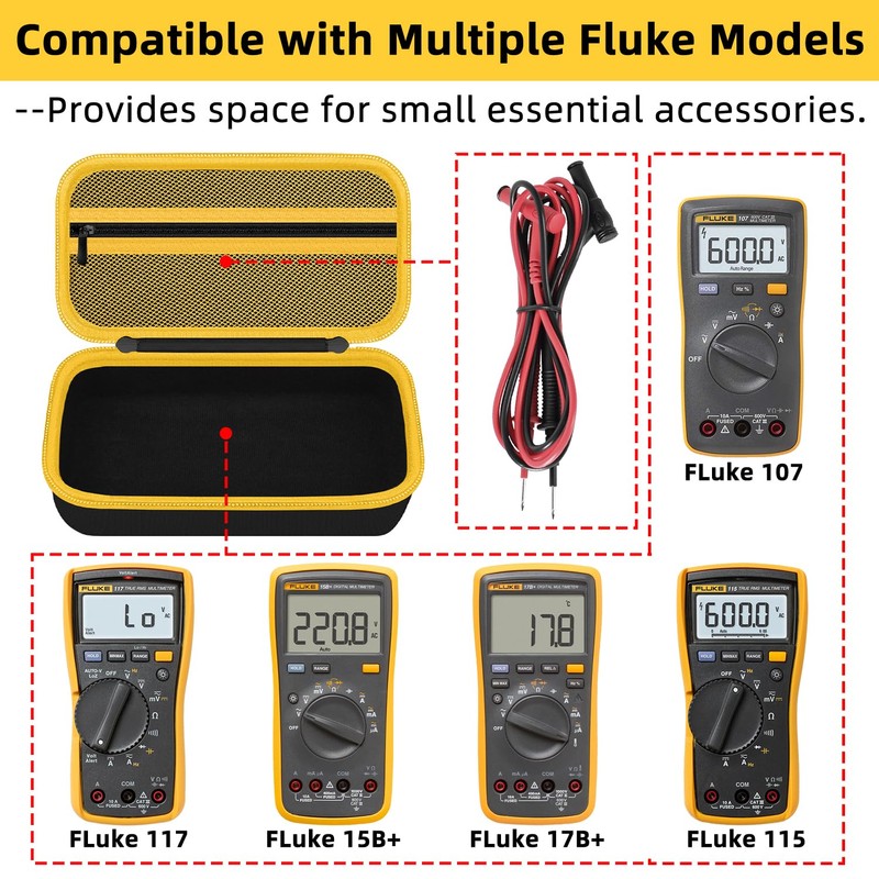 HESPLUS Carrying Case for Fluke 15B+/17B+/Fluke 101/117/115/116/114/113/177/179/233/106/107 Multimeter Testers and