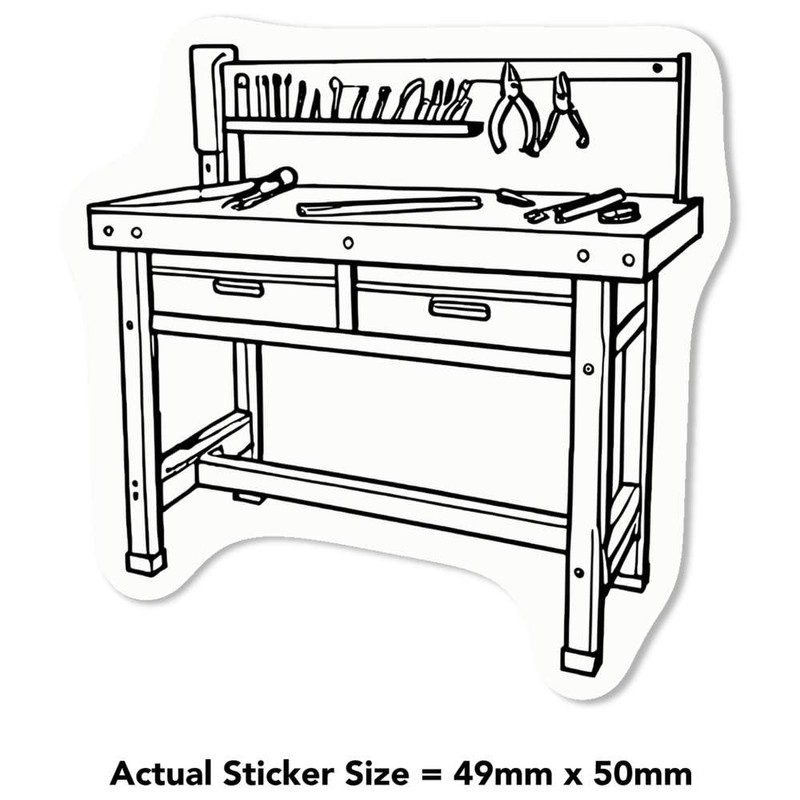 4 x Small 50mm 'Tools Workbench' Permanent Sticker Decals for