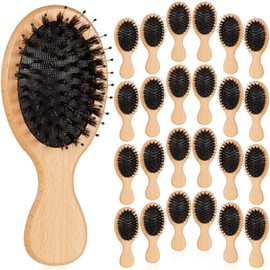 tessco for you 24 Pcs Mini Boar Bristle Hair Brush Bulk Pocket Travel Small Paddle Hairbrush for Women Men Kids Long Short Wet Dry Hair Scalp Massage Anti Static Engraving DIY Gifts for Wedding