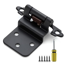 Ravinte 10Pack 5Pairs 3/8inch Inset Cabinet Door Hinges Kitchen Cabinet Hinges Black Semi-Concealed Hinges Face Mount Cabinet Hardware Self-Closing Cabinet Hinges with Door Bumpers&Screwdriver