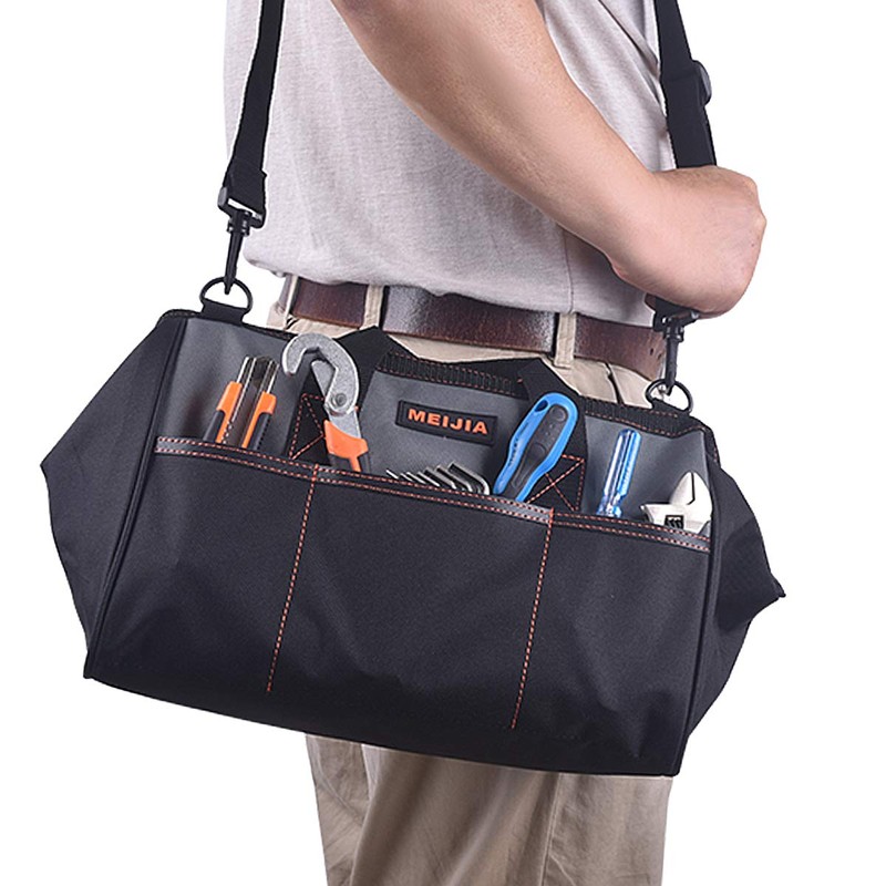 MEIJIA Portable Waterproof Tool Bag, Wide Mouth Open, Multi Inside
