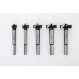 Forstner Bit Set, High Carbon 45 Steel Forstner Bits for Wood Drilling, Round Shank, 5pcs