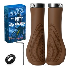 Adiwo Non-Slip Handlebar Grips, 1 Pair Professional Bike Handlebar Grips, Adult Mountain Bike Grips with Soft Anti-Slip Rubber, Ergonomic, Comes with 1 Allen Wrench, Suitable for Most Bicycles, Brown