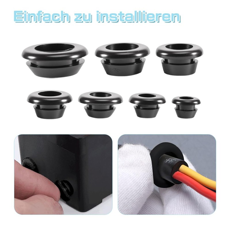 Pack of 70 Rubber Grommets - Cable Grommet Waterproof Rubber