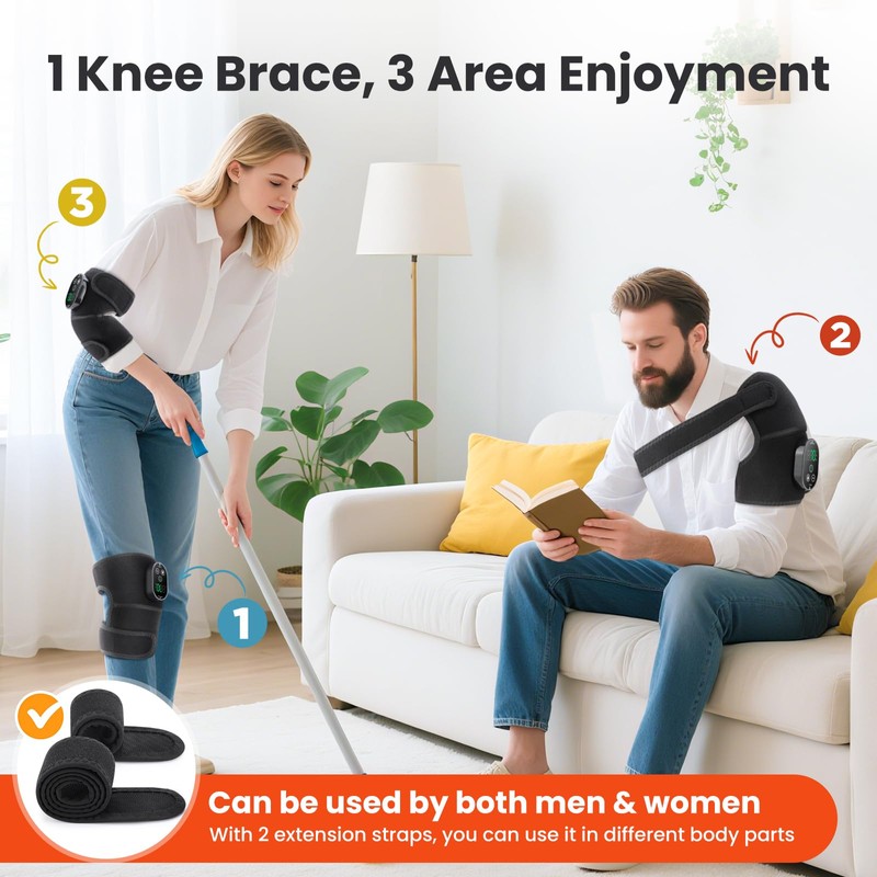 FlareMore Cordless Heated Knee Massager with Vibration, Heated Knee Brace