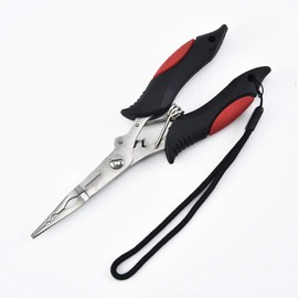 MILLION SOURCE 7'' Fishing Pliers Tool Hook Remover Stainless Steel Luya Fishing Pliers with Sheath and Lanyard Red