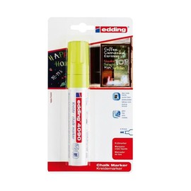 edding 4090 Chalk Marker – Neon Yellow – 1 Chalk Pen – Chisel Tip 4-15 mm – Wide Chalk Pen for Blackboard, Wipeable – for Writing on Windows, Glass, Mirrors – Blackboard Pen with Opaque Colours