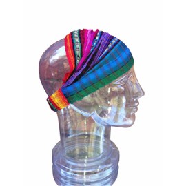 Inspirit Arts Small Jeweltone Headband Expandable Handwoven Open Net Weave Lightweight Bandana Headwrap Elastic 100% Cotton Hair Scarf