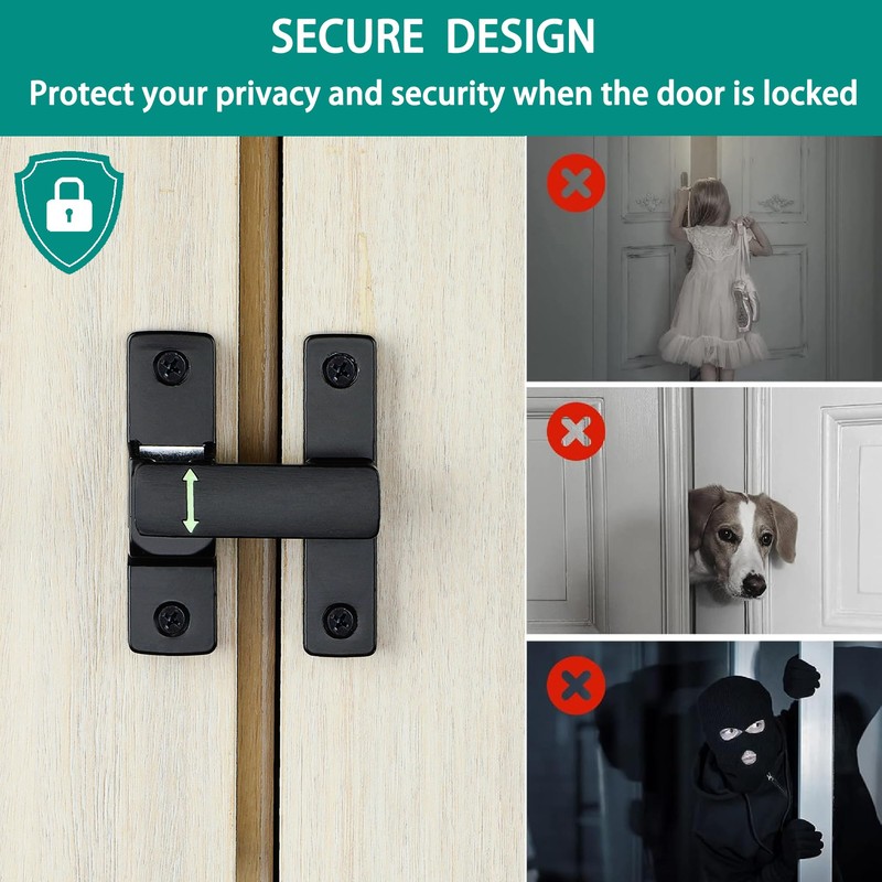 Mooche Door Latch Black Door Hook and Eye Latch, Zinc