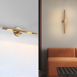 LOZOHOM Picture Lights for Wall, 23.6in Hardwired Black Knurled Picture Light, Rotatable 360° Modern Art Light for Living Room Bathroom Study Room E12 Bulbs Included (GOLD-19inch)