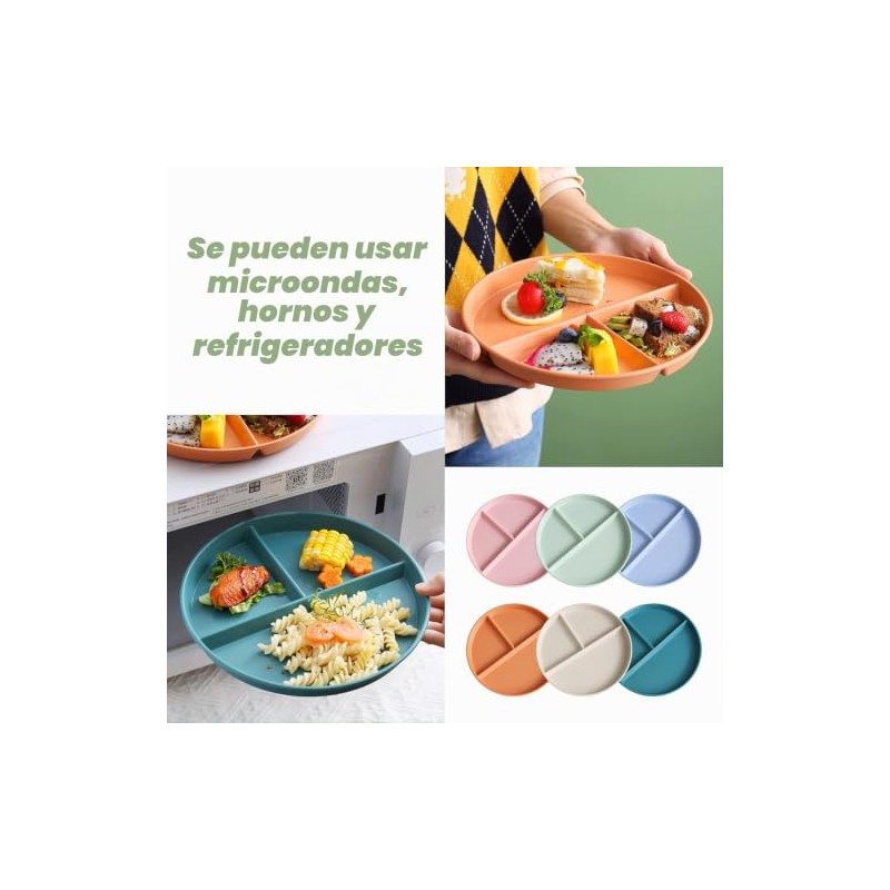 Juego de platos redondos de plástico de trigo de 9