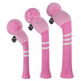 Knitted Pom Pom Golf Headwear Set for Driver Wood, Fairway and Utilities, Driver Headcases, Wooden Headcases, Other Club Headcovers