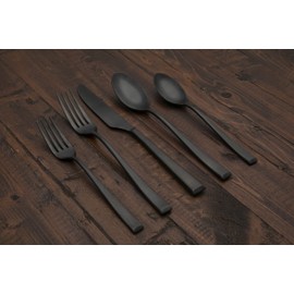 CAMBRIDGE Silversmiths Marlise Black Satin 20-Piece Flatware Set, Service for 4