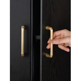 JIASENBAO 5 Pack Gold Cabinet Pulls 3" Hole Center Brushed Brass Drawer Pulls Bathroom Dresser Handles Hardware Zinc Alloy