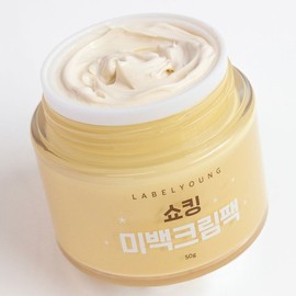 Label Young 쇼킹미백크림팩 2개 뽀샤시 화이트닝톤업미백케어/2in1미백크림팩/기미 주근깨완화 Shocking Whitening Cream Pack 2pcs Posh White Tone-Up Whitening Care / 2in1 Whitening Cream Pack / Freckle and Dark Spot Relief