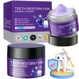 Diinou 2PCS Teeth Restoration Mineral Powder,Mineral Tooth Powder,Teeth Whitening Mineral Powder, Effective in Strengthening Teeth and Gums, Dental Restoration Mineral Powder, Fresh Breath for Daily Use 50g