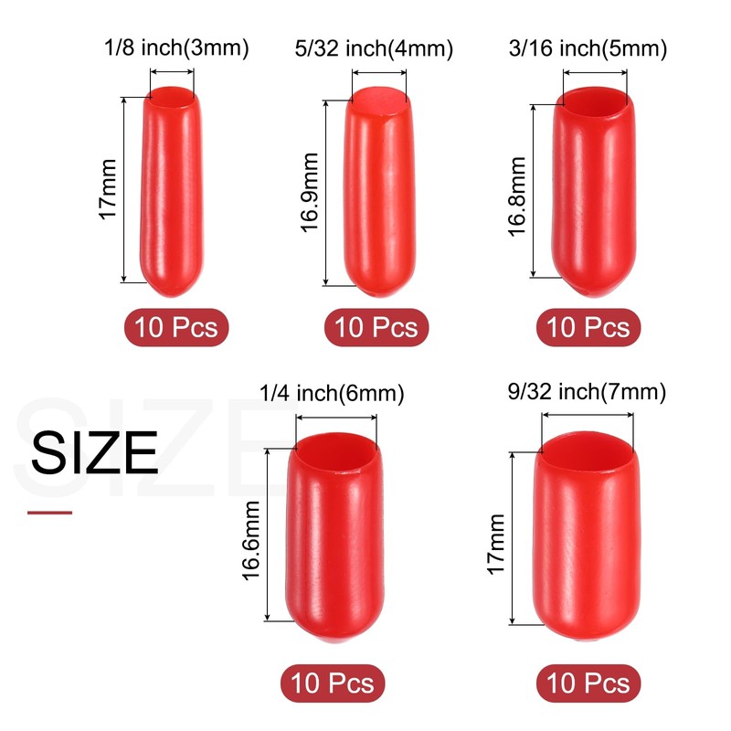 sourcing map 50pcs Round Rubber End Caps Protective Caps 3mm