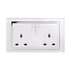 Retrotouch Crystal 13A 2-Gang DP Switched Plug Socket White Glass