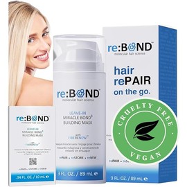 reBOND Leave-in Miracle Bond Building Hair Mask- 4 minute Repair Treatment Deep Conditioning for Bleached, Damaged, Dry, Colored or Frizzy Hair - Set includes: 3oz + .34oz