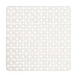 Squre Shower Mat, 21 x 21 inch, Non Slip Bath Shower Mat for Inside Shower, Anti Slip Shower Stall Mat, Bath Mat with Big Suction Cups, Drain Holes (White, 53 x 53cm)